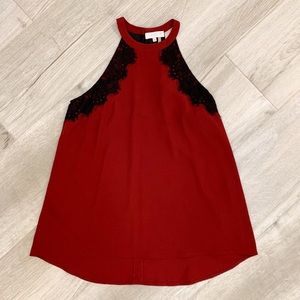 Burgundy and Black Lace Halter Top